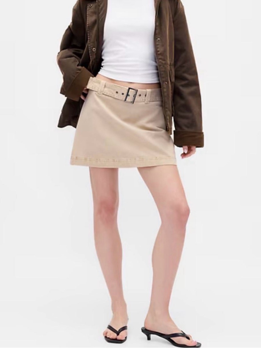 Nwt Gap Belted Miniskort Khaki M